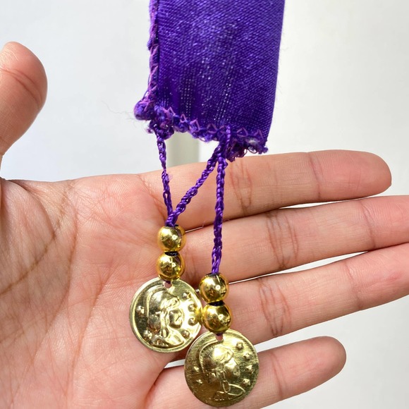 Belly Dancer Costume Purple Wig Jewel Coin Scarf Belt Festival Halloween Party - Picture 7 of 14